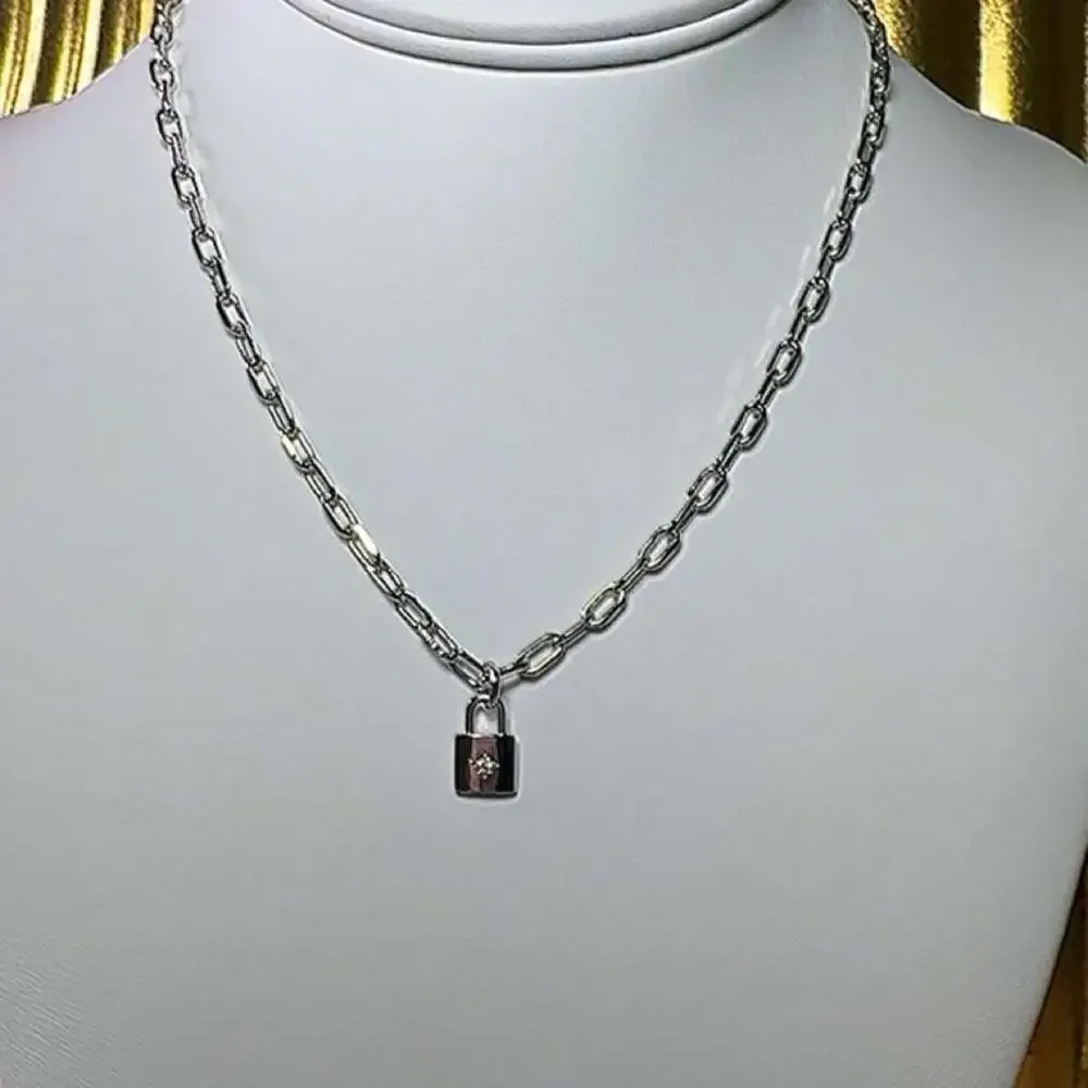 Silver Padlock Pendant necklace